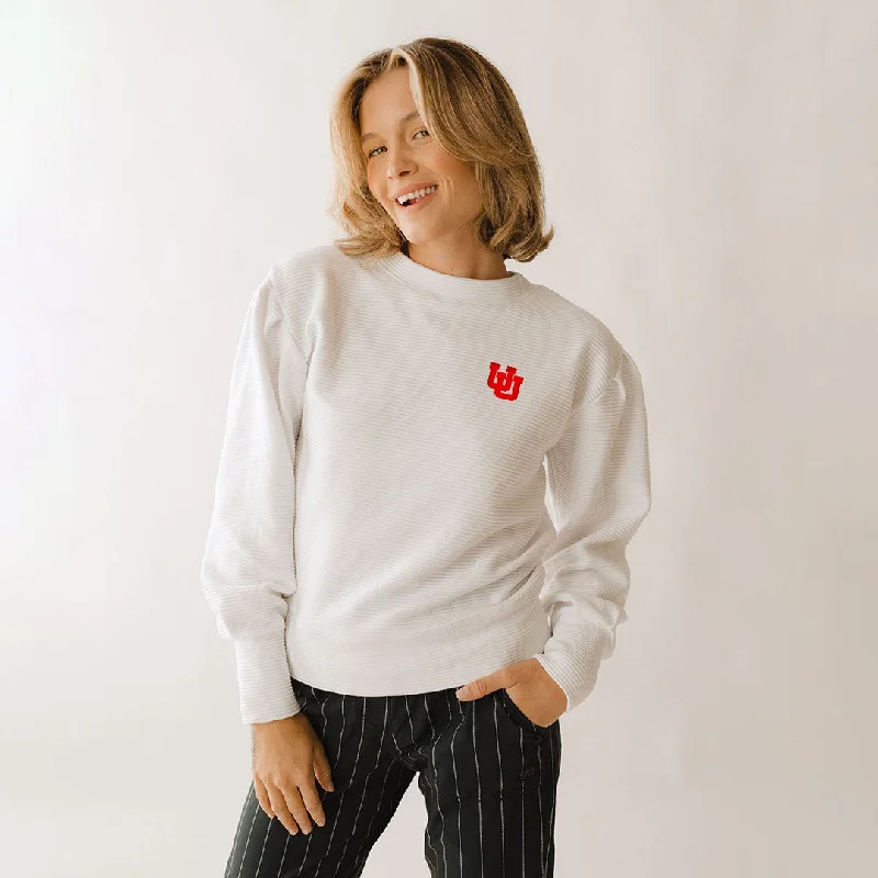 Utah Atlas Ribbed Sweater, White Chenille Fabric Brocade Fabric Lace Fabric