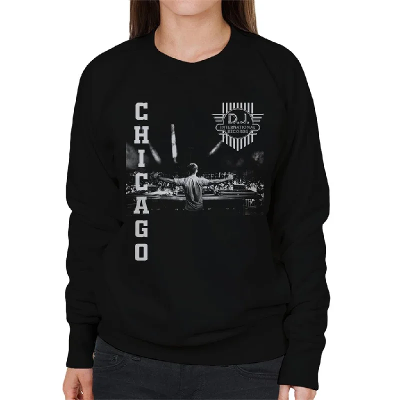 DJ International Chicago Live Women's Sweatshirt Hoodie with Bell Sleeves Flared Feminine DJ International Chicago Live Women's Sweatshirt Hoodie with Bell Sleeves Flared Feminine