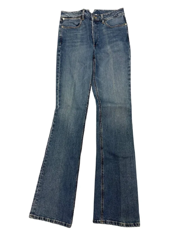 Women's Micro Flare Jean In Blue Stylish High-Rise Mom Jeans