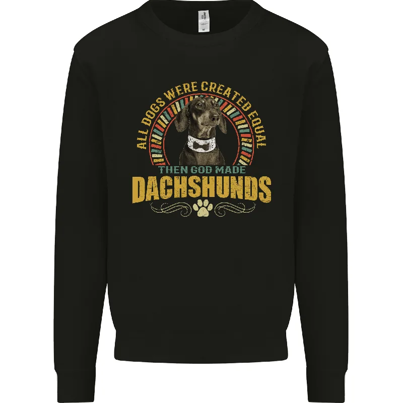 A Dachshund Dog Mens Sweatshirt Jumper Hoodie with Slit Hem Functional Movement