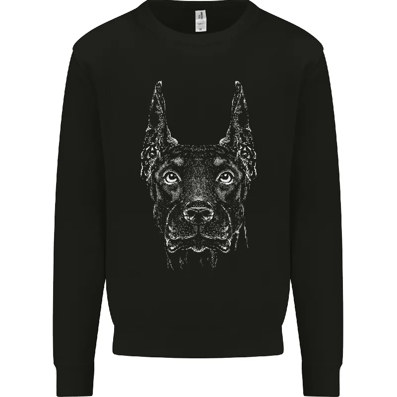 A Doberman Dog Mens Sweatshirt Jumper Hoodie with Hidden Zipper Minimalist Clean