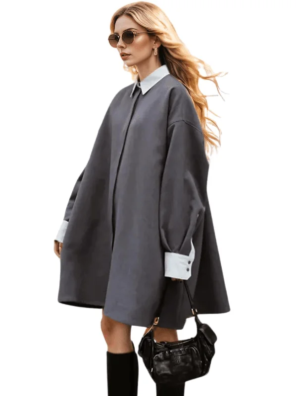 High Fashion Women's Shirt Lapel Loose Fit Single Breasted Long Sleeve Contrast Color Blouse Loose Fit Blouse High Fashion Women's Shirt Lapel Loose Fit Single Breasted Long Sleeve Contrast Color Blouse Loose Fit Blouse