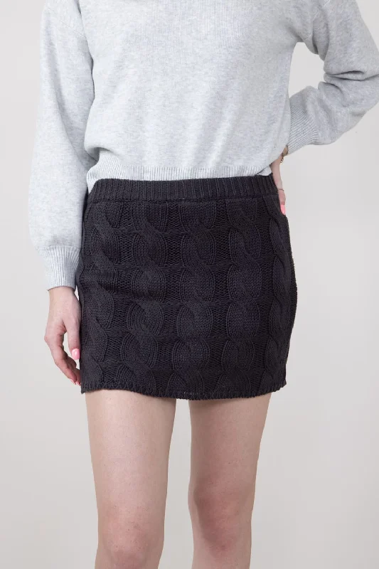 Cable Knit Sweater Mini Skirt for Women in Charcoal | IWS4514-CHARCOAL Terry Blend Velvet Blend Canvas Blend Cable Knit Sweater Mini Skirt for Women in Charcoal | IWS4514-CHARCOAL Terry Blend Velvet Blend Canvas Blend