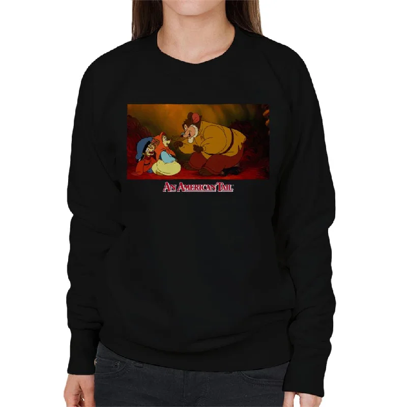 An American Tail Papa Talking To Tanya Women's Sweatshirt Hoodie with High-Low Hem Asymmetrical Trendy An American Tail Papa Talking To Tanya Women's Sweatshirt Hoodie with High-Low Hem Asymmetrical Trendy