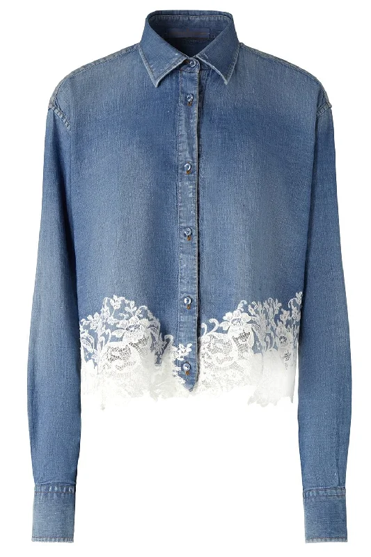 Lace Detail Blouse Pleated Collar Blouse