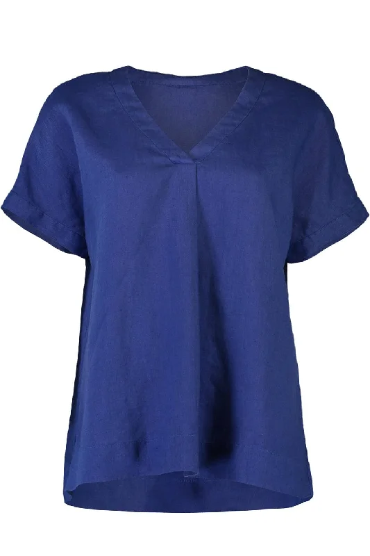 V Neck Linen Blouse Smart Business Blouse