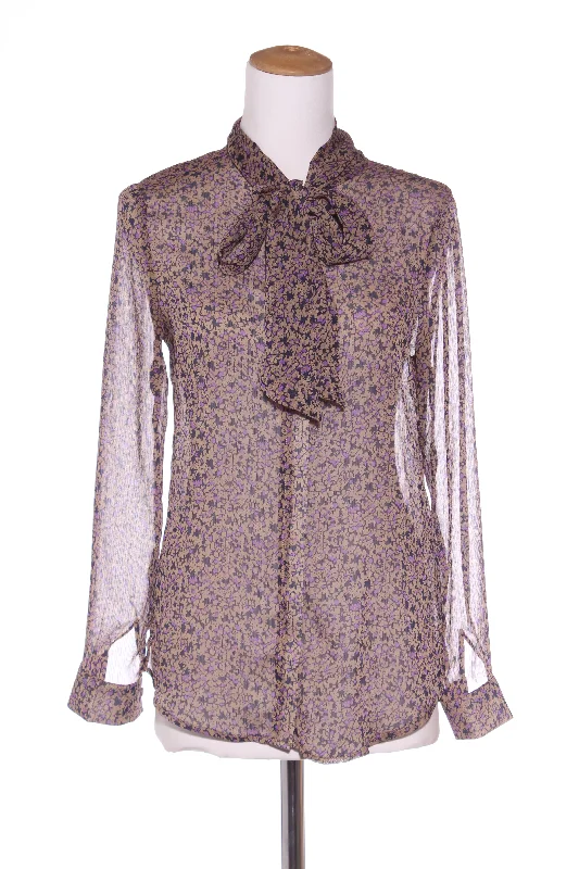 DRAMA - Purple print pussy bow blouse! 10 Backless Summer Blouse