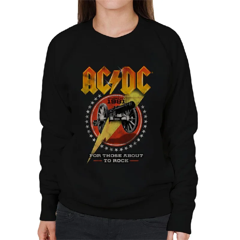 AC/DC For Those About To Rock 1981 Women's Sweatshirt Hoodie with Puffed Sleeves Voluminous Trendy AC/DC For Those About To Rock 1981 Women's Sweatshirt Hoodie with Puffed Sleeves Voluminous Trendy