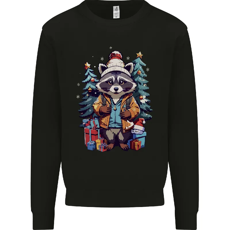 A Cool Christmas Racoon Xmas Mens Sweatshirt Jumper Graphic Hoodie Design Print