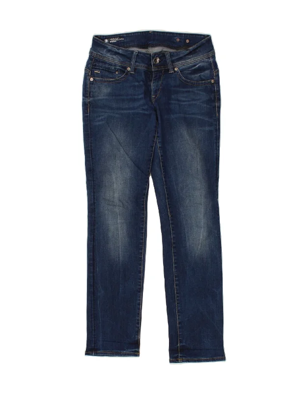 G-STAR Womens Mid Rise Straight Jeans W29 L30 Navy Blue Casual Bootcut Ripped Jeans