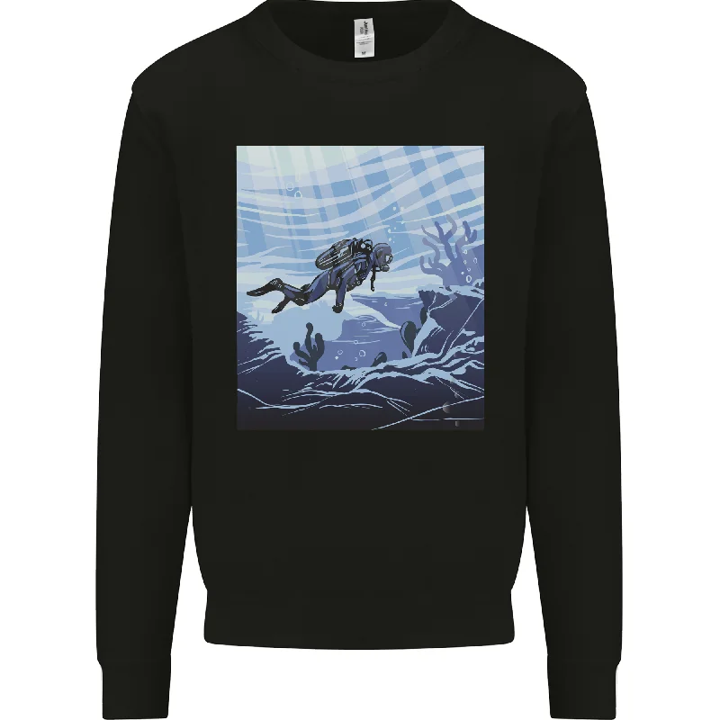 A Deep Sea Scuba Diver Diving Mens Sweatshirt Jumper Hoodie with Hem Embroidery Detailed Premium A Deep Sea Scuba Diver Diving Mens Sweatshirt Jumper Hoodie with Hem Embroidery Detailed Premium