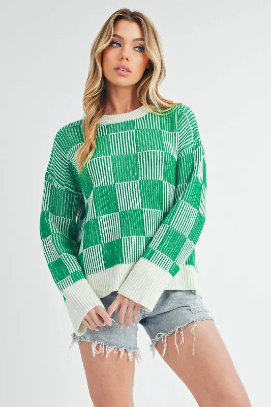 Simone Check Sweater Glossy Satin Silk