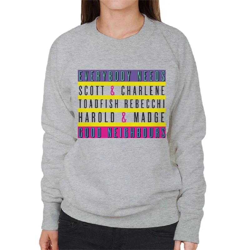 Neighbours Everybody Needs Good Neighbours Women's Sweatshirt Hoodie with Color Block Contrast Stylish
