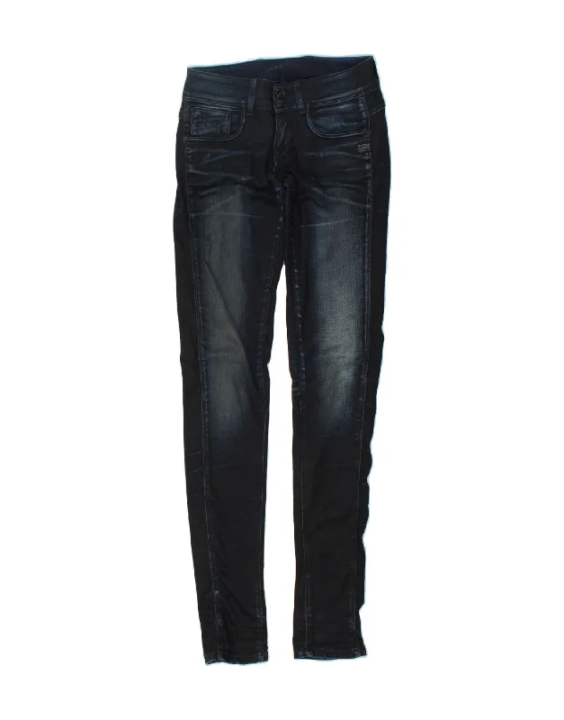 G-STAR Womens Skinny Jeans W27 L36  Navy Blue Cotton Stylish High-Waist Jeans