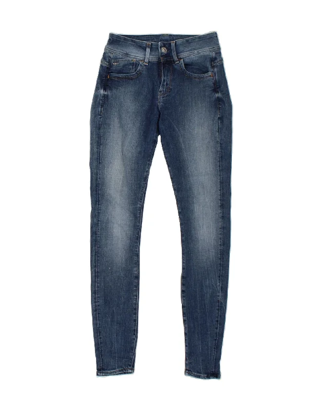 G-STAR Womens Skinny Jeans W26 L32 Blue Cotton Comfortable Dark Wash Jeans