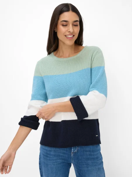 Lesley Sweater in Navy Solid Print Embellished