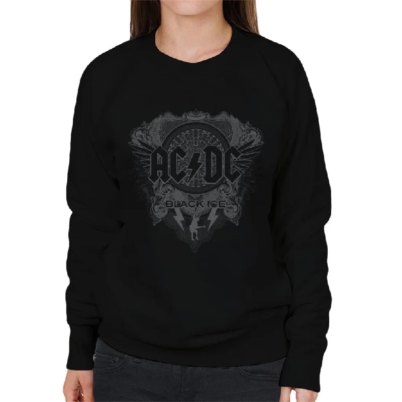 AC/DC Black Ice Logo Women's Sweatshirt Hoodie with Tie-Dye Psychedelic Retro