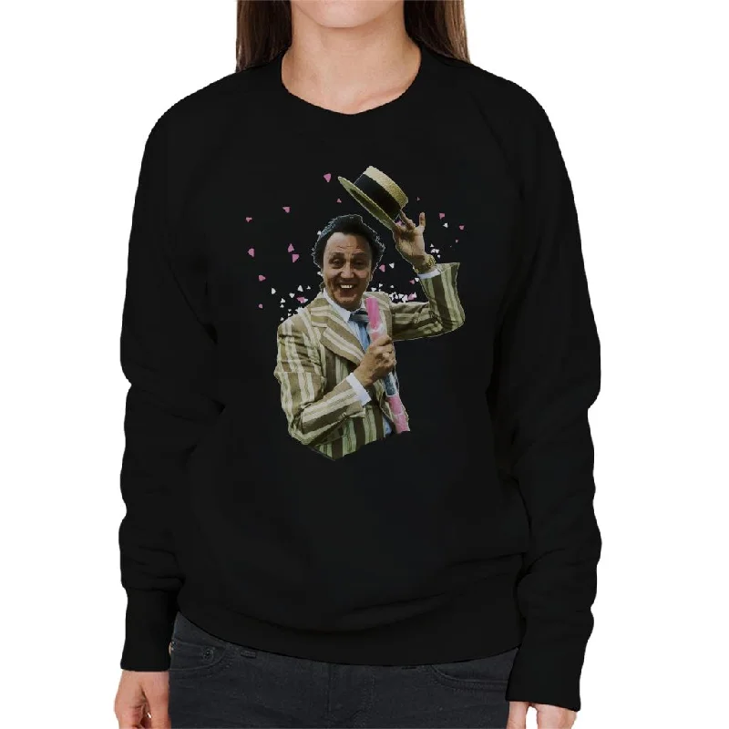 TV Times Comedian Ken Dodd Holding A Stick Of Rock Women's Sweatshirt Hoodie with Back Slit Movement Comfort TV Times Comedian Ken Dodd Holding A Stick Of Rock Women's Sweatshirt Hoodie with Back Slit Movement Comfort