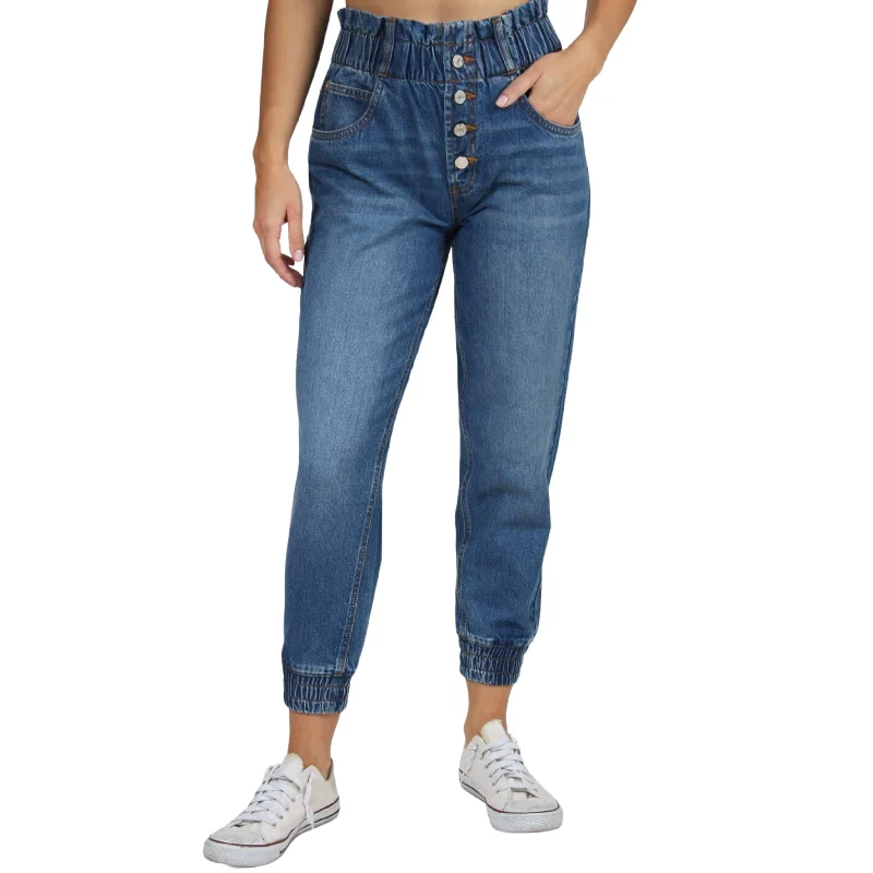 INDIGO REIN -  Slouchy Paperbag-Waist Pants Comfortable Denim Leggings