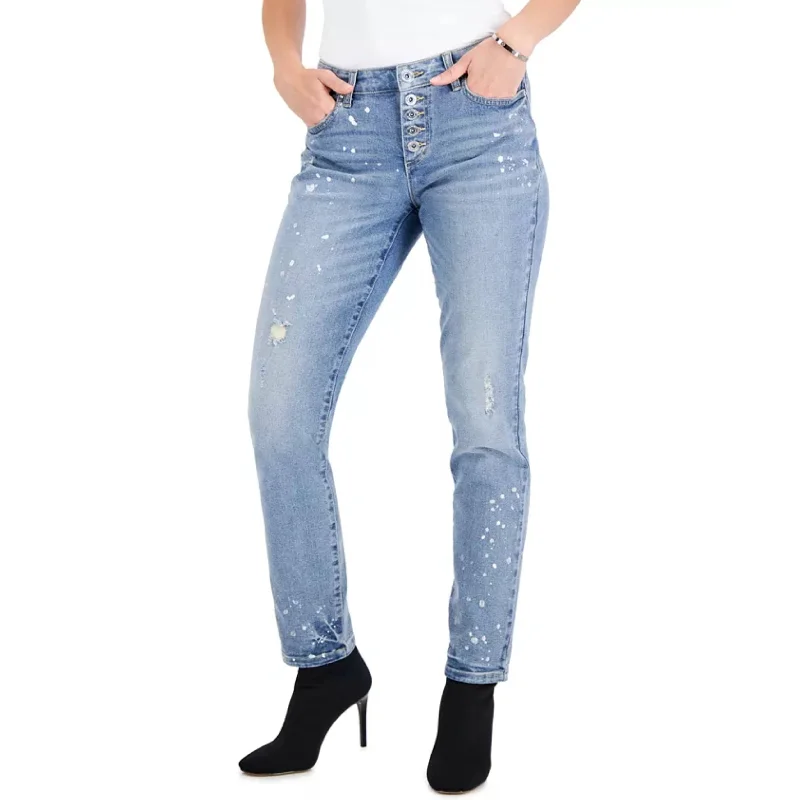 INC INTERNATIONAL CONCEPTS - Paint-Splatter Mid-Rise Straight-Leg Pants Fashionable Tapered Leg Pants