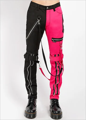 SPLIT LEG BONDAGE PANT - BLK PNK Casual Yoga Pants