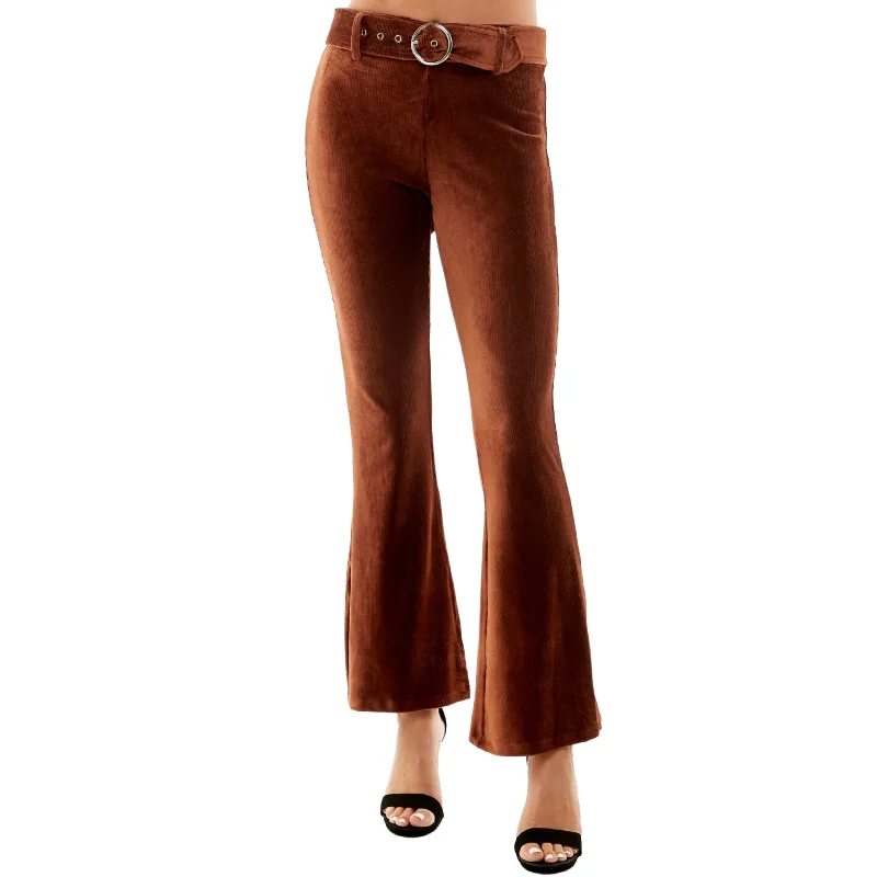 ULTRA FLIRT - Corded Belted Flare Pants Relaxed Linen Pants