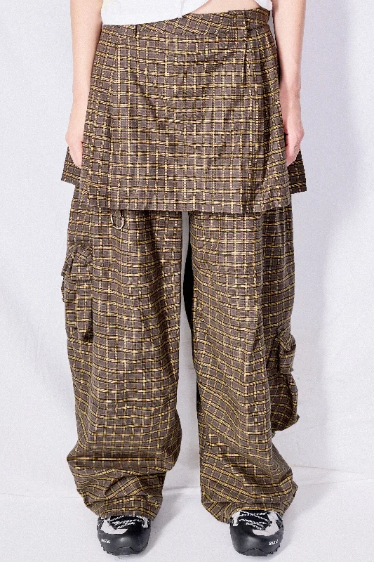 Charcoal Plaid Lawn Skirt Cargo Pant Fashionable Jogger Pants