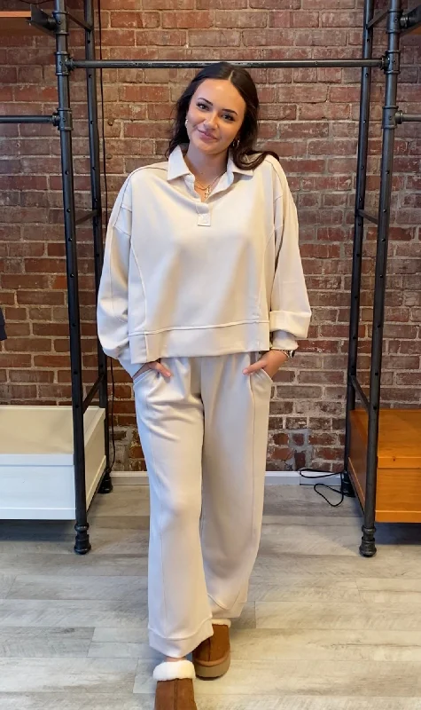 Luxeknit Pants | Ecru Chic Wool Trousers