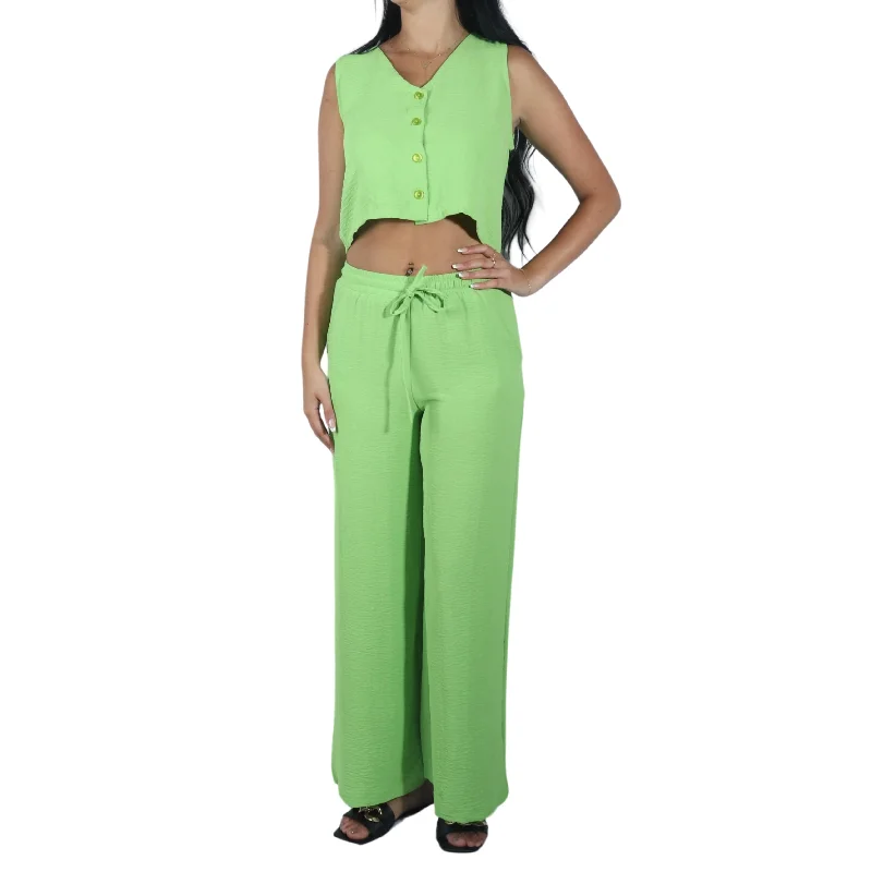 Vest And Wide Pants Set Elegant Wool Trousers