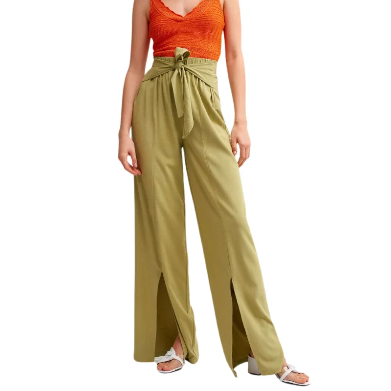 OXXO - Slit Detailed High Waist Pants Classic Chino Pants