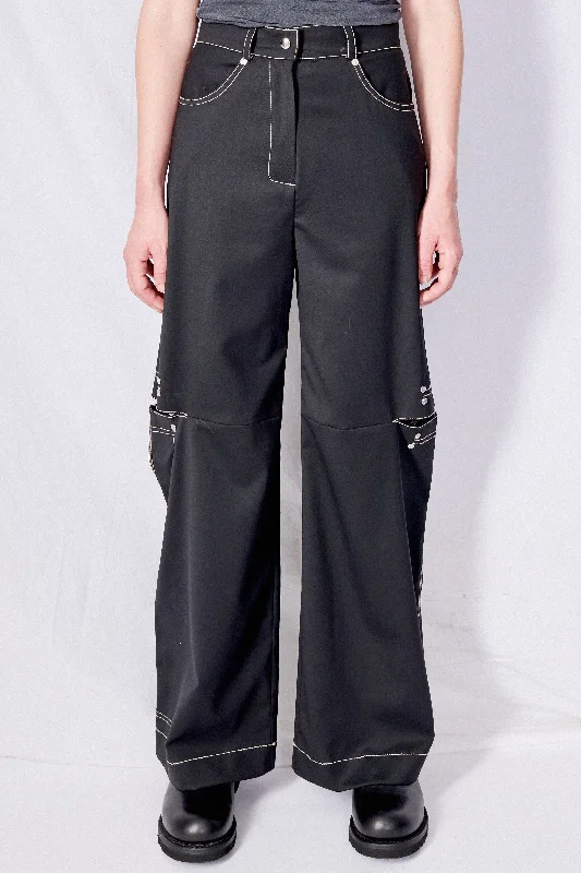 Black Pants Warm Wool Trousers