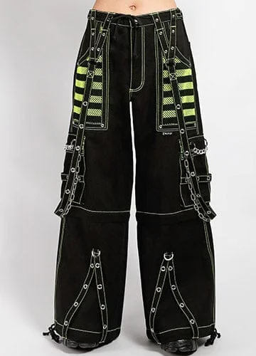 ELECTRO PANT - BLK/YELL Trendy Wide-Legged Trousers