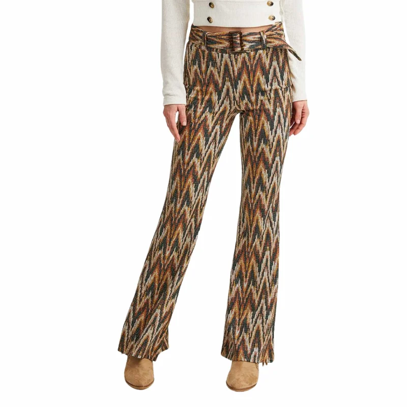OXXO - Belted Flare pants Soft Stretch Trousers