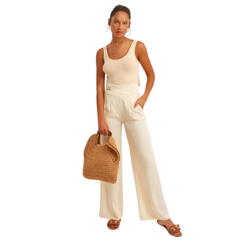 OXXO - Loose Pants With Belt Detail Elegant Palazzo Trousers