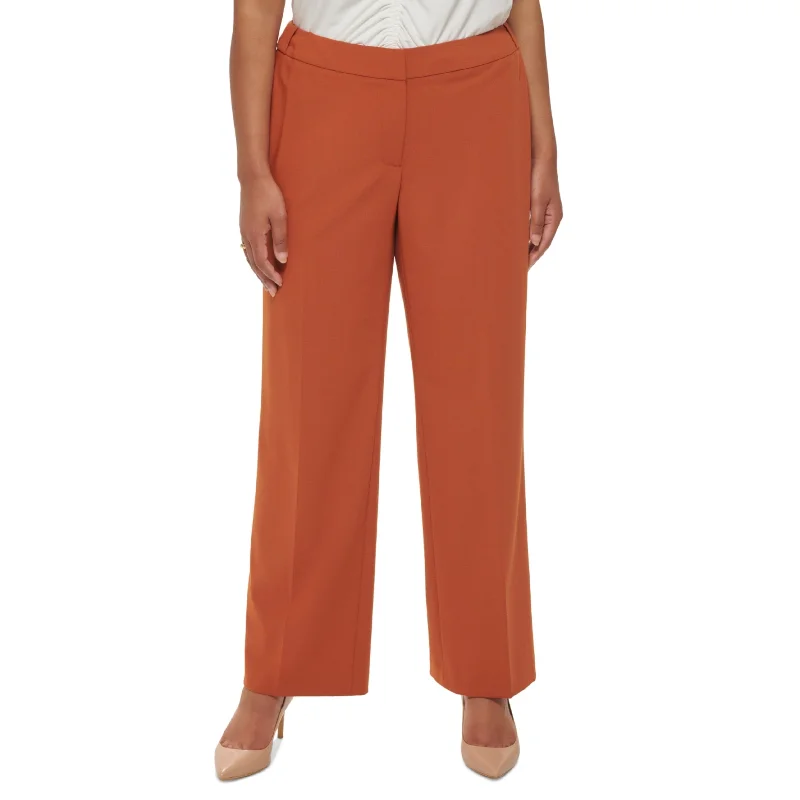 CALVIN KLEIN - Zippered Pocketed Creased Hook and Bar Straight Leg Pants Comfy Cargo Trousers
