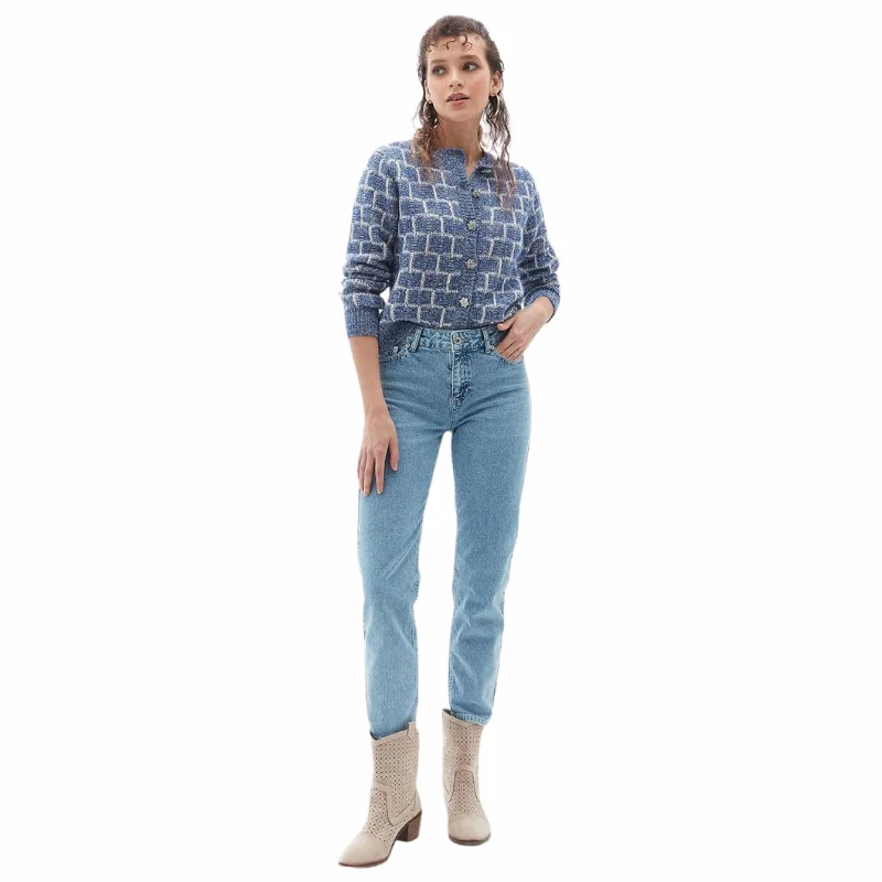 OXXO - Mid Rise Cigarette Fit Denim Pants Soft Wool Pants