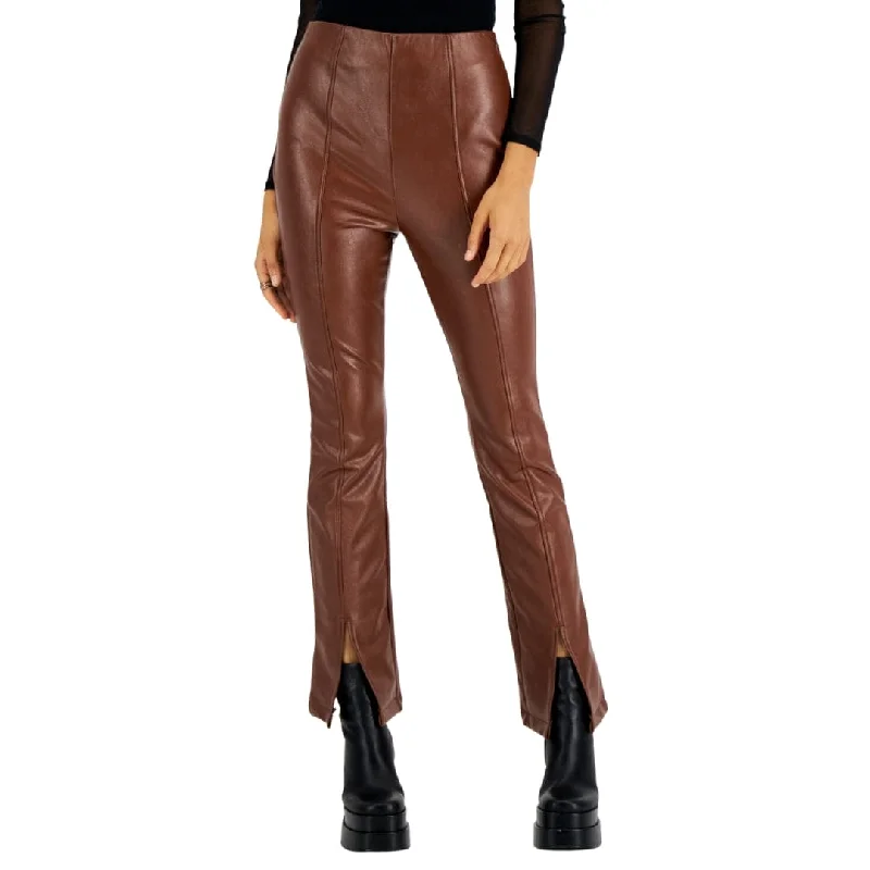 TINSELTOWN - Faux Leather High Rise Pants Formal Wide-Leg Pants