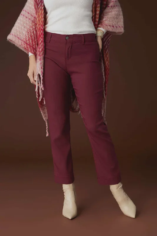 Cloud 9ine Straight Leg Pant | Merlot Soft Wool Pants