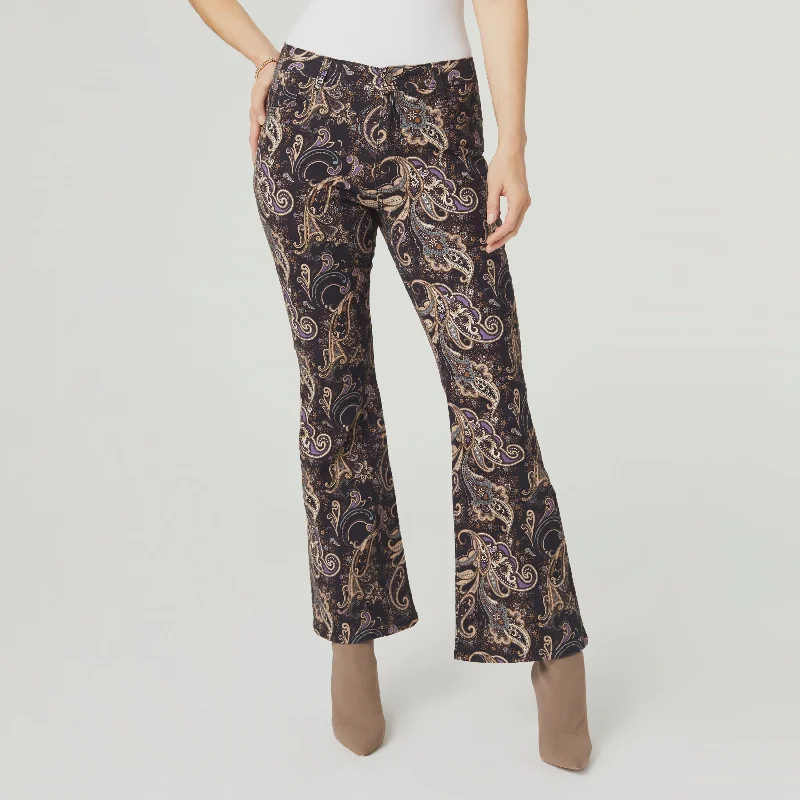 Draco Printed Flare Pant | Black Printed Cozy Jogger Leggings