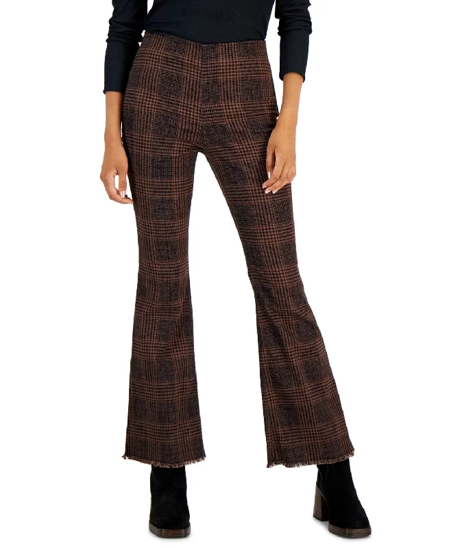 TINSELTOWN - Plaid High-Rise Pull-on Flare Pants Classic Cropped Pants