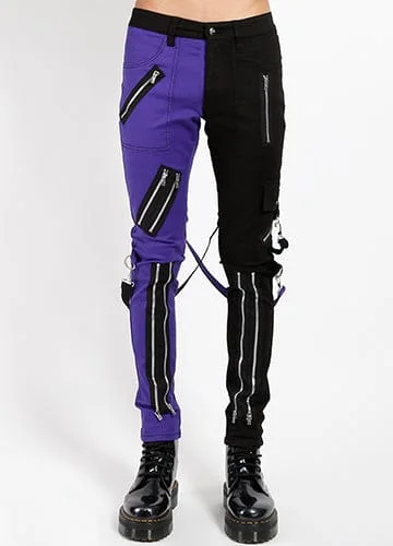 SPLIT LEG PURPLE/BLACK BONDAGE PANT Formal Dress Pants