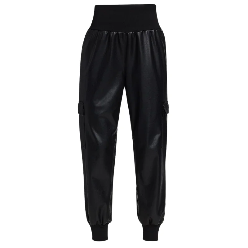 GILES -  Faux Leather Pants Elegant Palazzo Trousers
