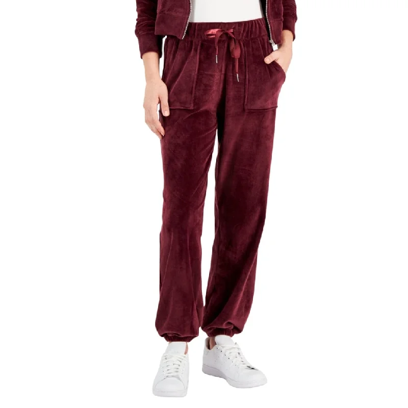 CRAVE FAME - Velour Drawstring-Waist Jogger Pants Chic Checkered Pants