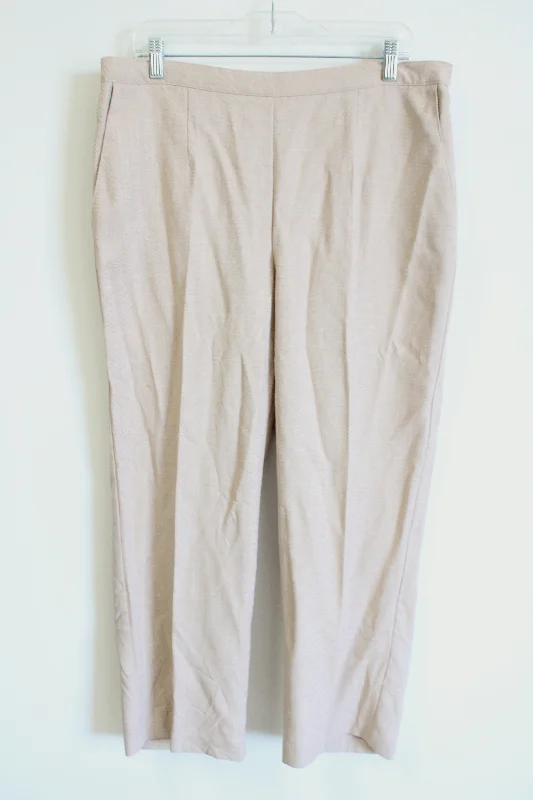 Alfred Dunner Tan Woven Pant | 16W Classic Straight Pants