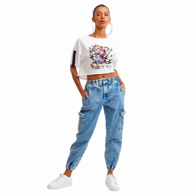 OXXO - Cotton Denim Jogger Pants Comfortable Jogger Trousers