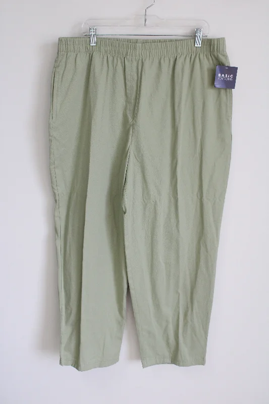 NEW Basic Editions Twill Green Pant | 2X Short Modern Skinny Pants
