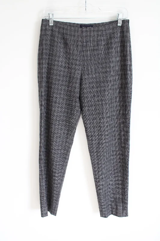 Piazza Sempione Gray Hania Italian Wool Plaid Pants | 42 Comfortable Denim Leggings