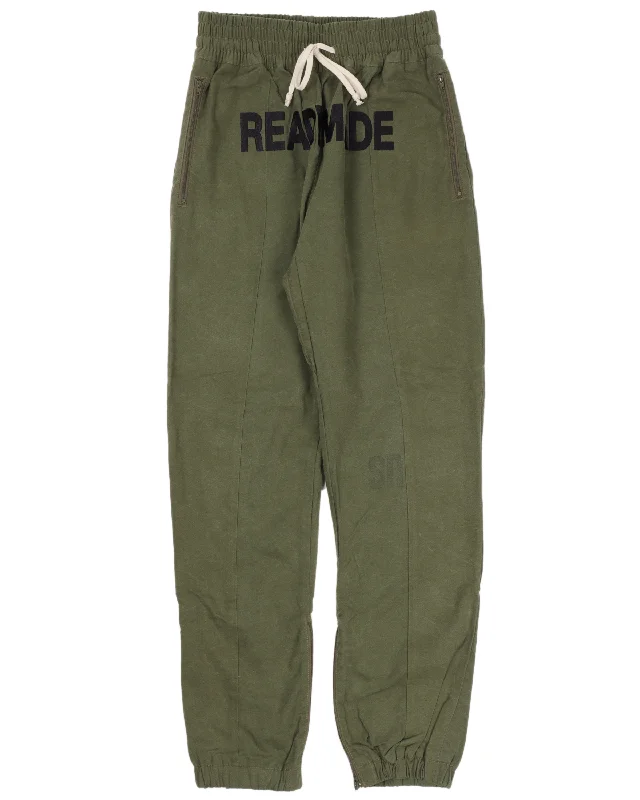 Embroidered Logo Track Pants Fashionable Button-Up Pants