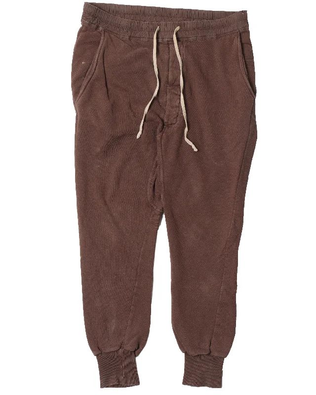 Drop Crotch Sweat Pants Stylish Elastic Waist Pants