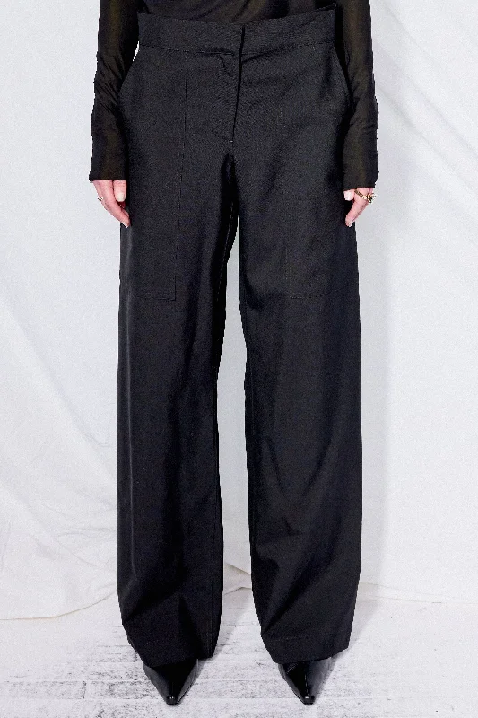 Black Suiting Simple Pant Stylish Elastic Waist Pants